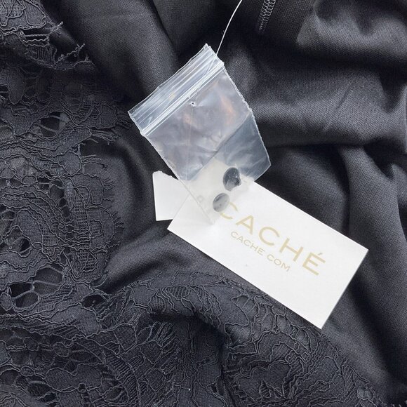 Cache‎ Dress Women XLarge Black Lace Open Back Shift Classic Party Formal Sexy - Picture 7 of 12